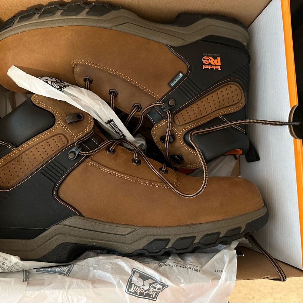 Timberland PRO Men's Leather Boots in Brown and Orange - Picture 2 of 6